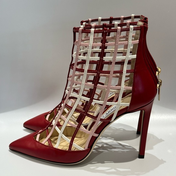 New Authentic Jimmy Choo Red Cage Bootie - Picture 1 of 5